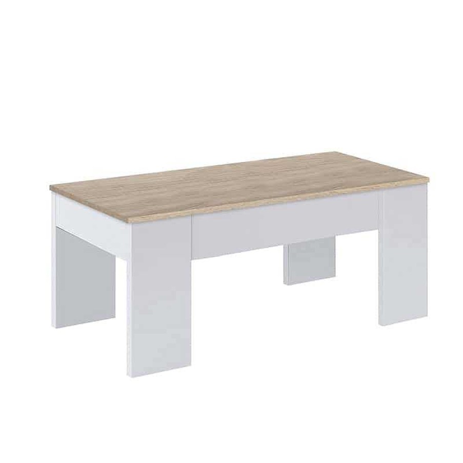 Mesas Baratas Tienda de Muebles en Las Palmas Mesas De Centro | Mesa Centro Elevable Low Cost Blanco / Cemento