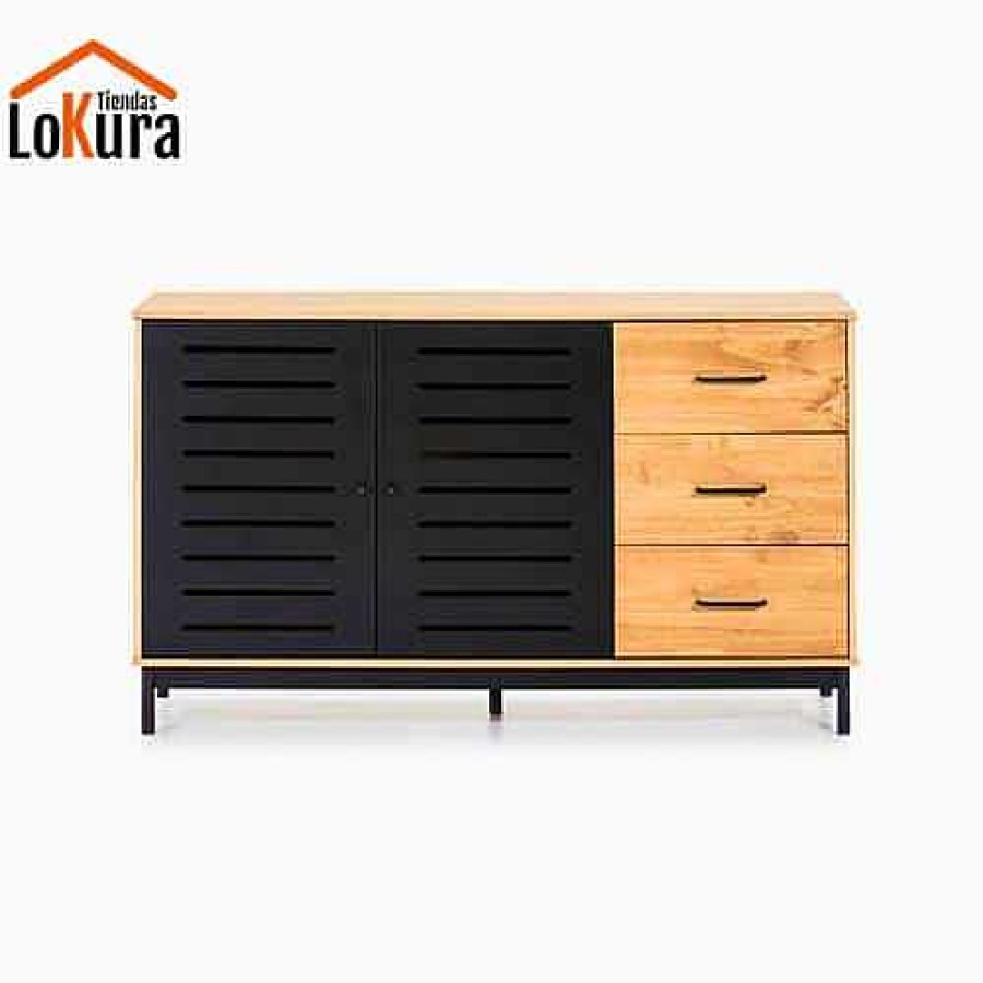 Muebles De Comedor Tienda de Muebles en Las Palmas | Aparador Roble Y Negro 141Cm Alessia